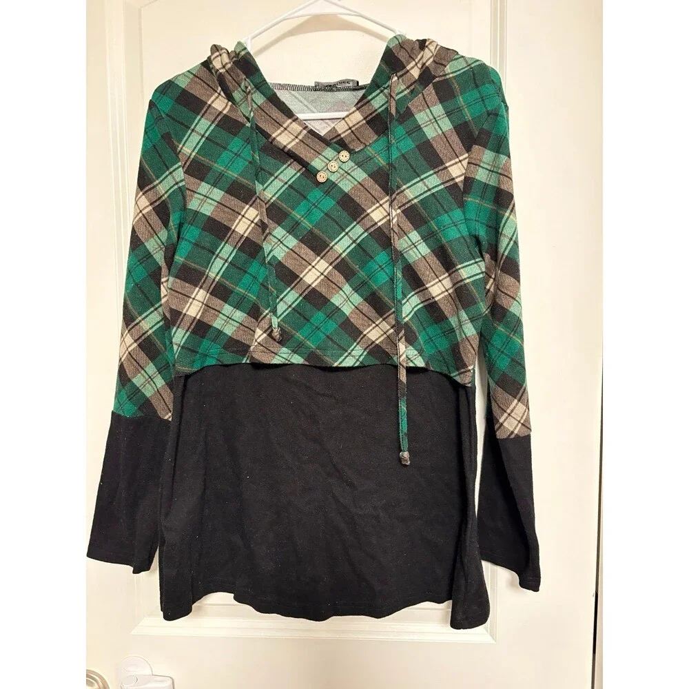 Plaid color block Breastfeeding Nursing top size Small maternity‎